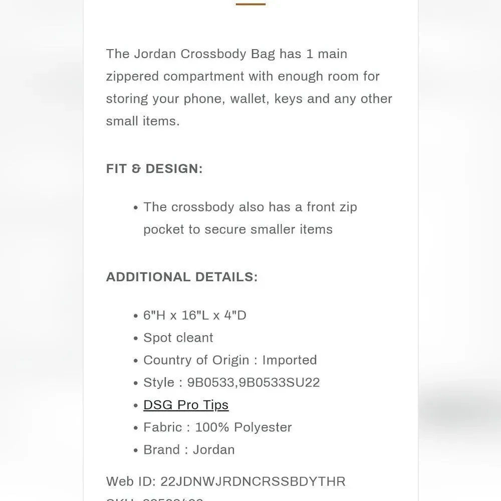 Jordan Air Jordan Crossbody Bag